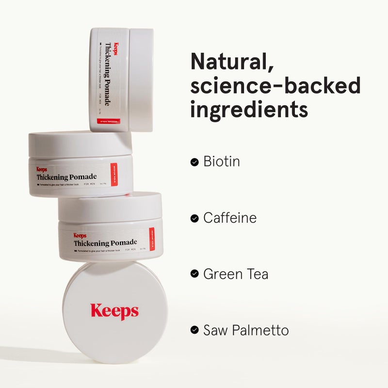 Keeps Matte Thickening Hair Pomade for Men - All-Day Medium Hold Styling Pomade with Natural Ingredients for Visibly Thicker, Fuller Hair - Biotin, Caffeine, Green Tea & Saw Palmetto - Image 4