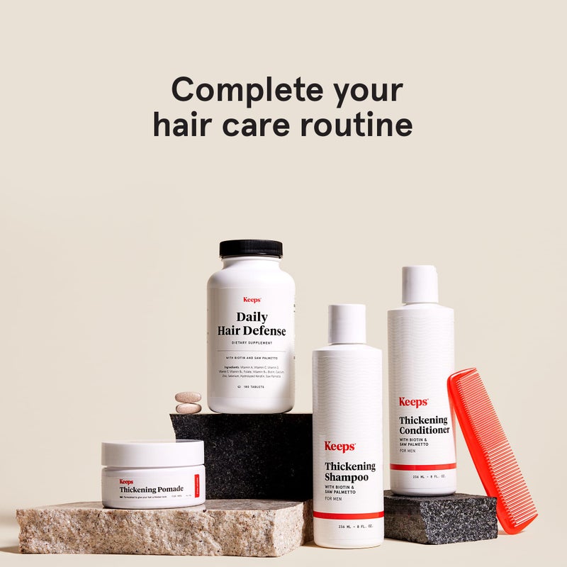 Keeps Matte Thickening Hair Pomade for Men - All-Day Medium Hold Styling Pomade with Natural Ingredients for Visibly Thicker, Fuller Hair - Biotin, Caffeine, Green Tea & Saw Palmetto - Image 5