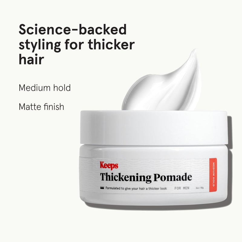 Keeps Matte Thickening Hair Pomade for Men - All-Day Medium Hold Styling Pomade with Natural Ingredients for Visibly Thicker, Fuller Hair - Biotin, Caffeine, Green Tea & Saw Palmetto - Image 2