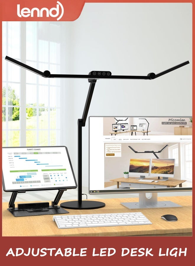 لينند مصباح المكتب مع إضاءة الغلاف الجوي ، ضوء المكتب القابل للتعديل للمكتب المنزلي مع القاعدة ، ضوء الطاولة التلقائي الساطع 24 واط مع ذراع التأرجح القابل للتدوير لجهاز الكمبيوتر على مقعد العمل - Image 1