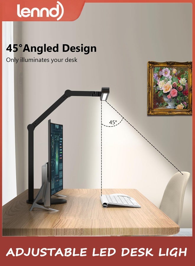 لينند مصباح المكتب مع إضاءة الغلاف الجوي ، ضوء المكتب القابل للتعديل للمكتب المنزلي مع القاعدة ، ضوء الطاولة التلقائي الساطع 24 واط مع ذراع التأرجح القابل للتدوير لجهاز الكمبيوتر على مقعد العمل - Image 4