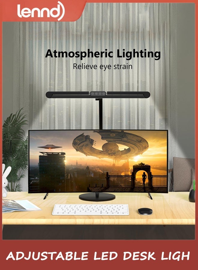 لينند مصباح المكتب مع إضاءة الغلاف الجوي ، ضوء المكتب القابل للتعديل للمكتب المنزلي مع القاعدة ، ضوء الطاولة التلقائي الساطع 24 واط مع ذراع التأرجح القابل للتدوير لجهاز الكمبيوتر على مقعد العمل - Image 3