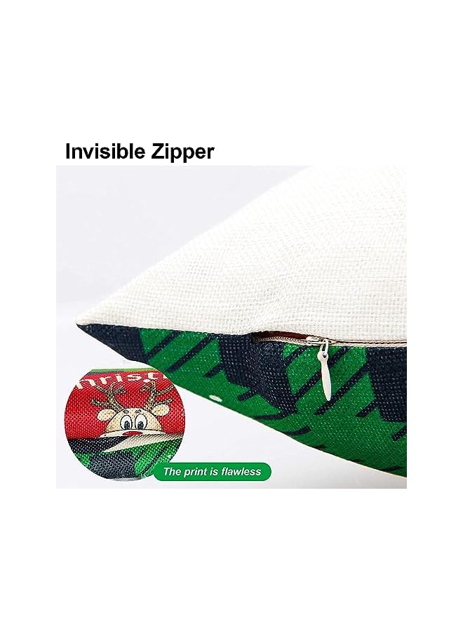 The Bros زينة عيد الميلاد، أغطية وسائد عيد الميلاد 18 × 18 بوصة مجموعة من 4 - أغطية وسائد محايدة - غطاء وسادة مربع بسحاب من سلسلة عيد الميلاد - Image 4