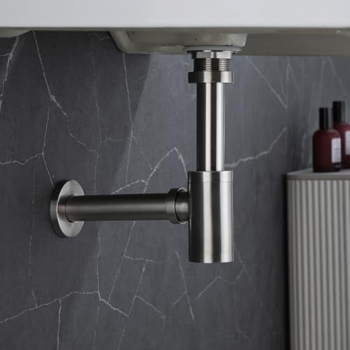 GORDEE Bathroom Brass Contemporary Round Bottle P Trap 114 Lavatory Adjustable Basin Sink Waste Drain PTrap Kit General US Standard Brushed Nickel - Image 3