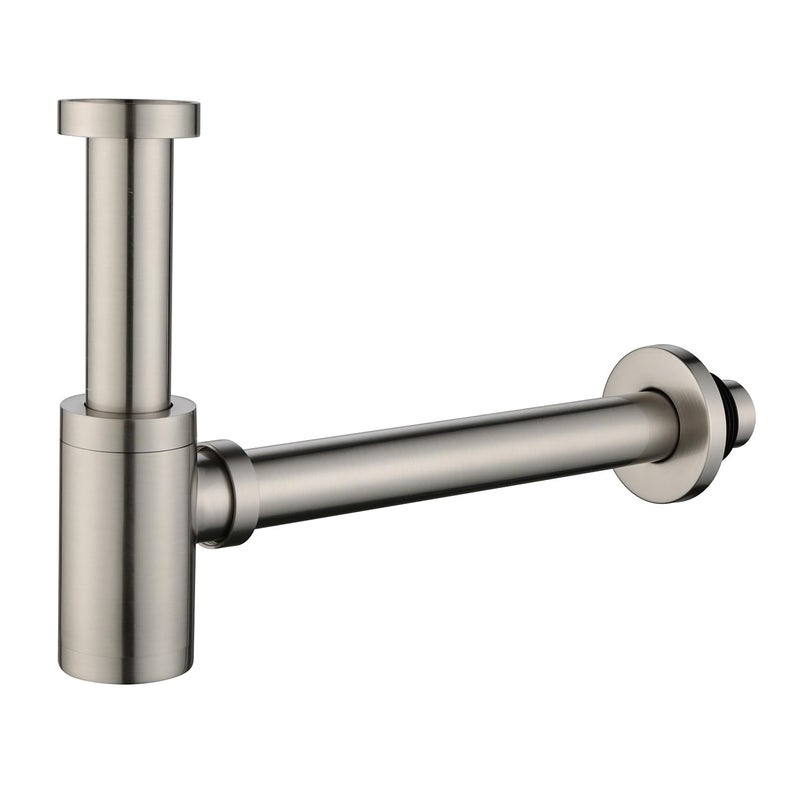 GORDEE Bathroom Brass Contemporary Round Bottle P Trap 114 Lavatory Adjustable Basin Sink Waste Drain PTrap Kit General US Standard Brushed Nickel - Image 2