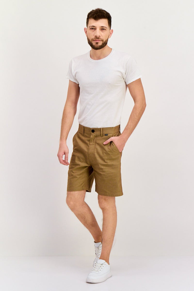 Hurley Men Textured Basic Shorts, Tan - Image 4