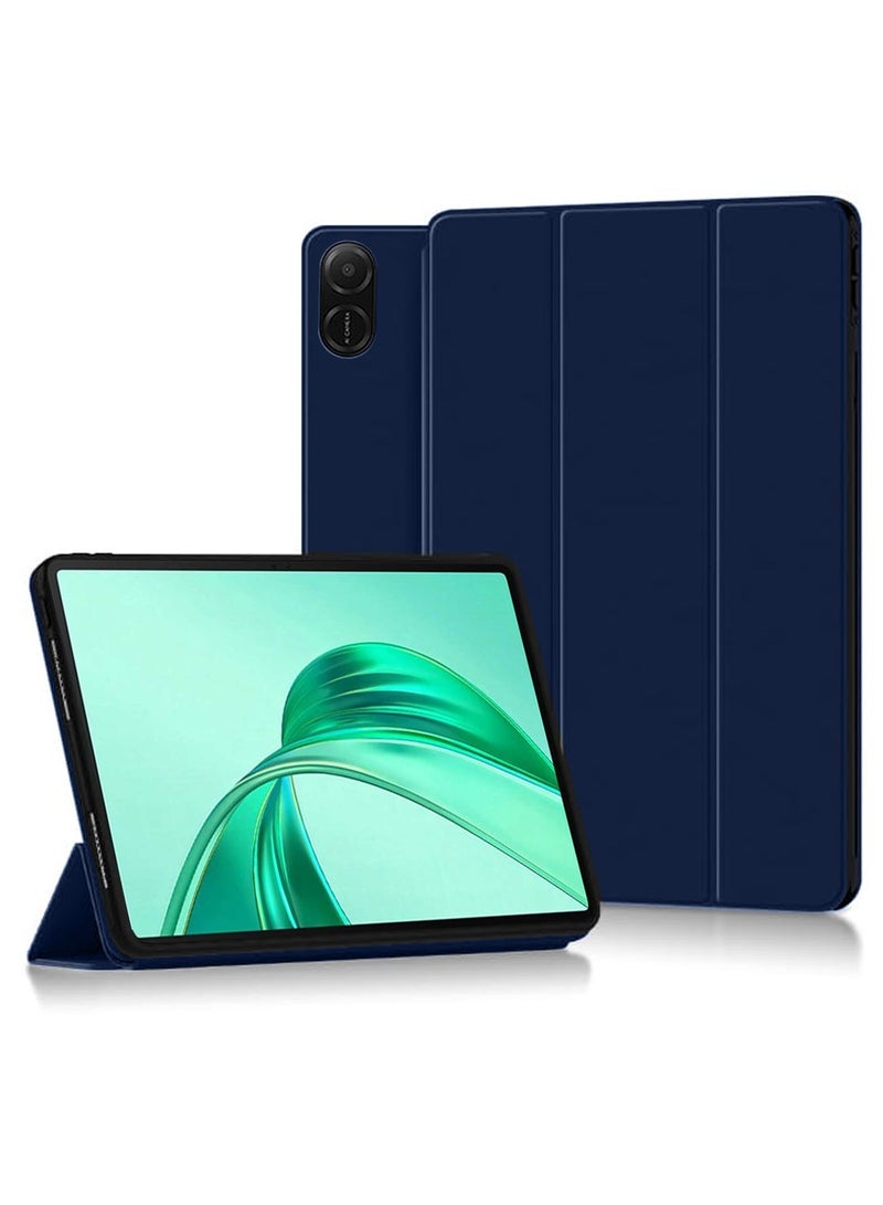 Techie غطاء خلفي ذكي قابل للطي ثلاثي مع وظيفة الاستيقاظ/النوم التلقائي لجهاز Honor Pad X8a 11 بوصة 2024 - أزرق بحري - Image 1