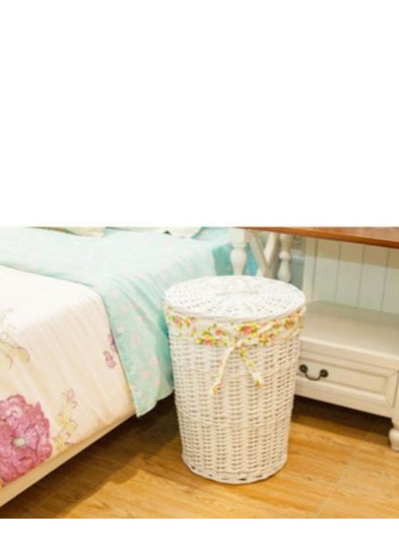 Rattan Laundry Basket, 2-Pack Laundry Baskets with Lids, Hand-Made Households Dirty Clothes Storage Hampers for Bedroom Laundry Room Living Room, with Removable Liner Bag, Rustic Home Decor (White)  - Image 2
