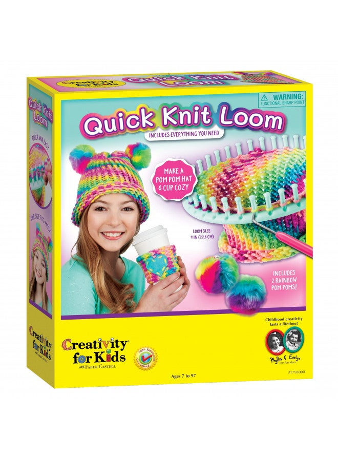 Creativity for Kids مجموعة نول الحياكة السريعة للأطفال - مجموعة حياكة للأطفال، اصنع قبعة بوم بوم الخاصة بك وإكسسوارات، حرف النول للأطفال - Image 1