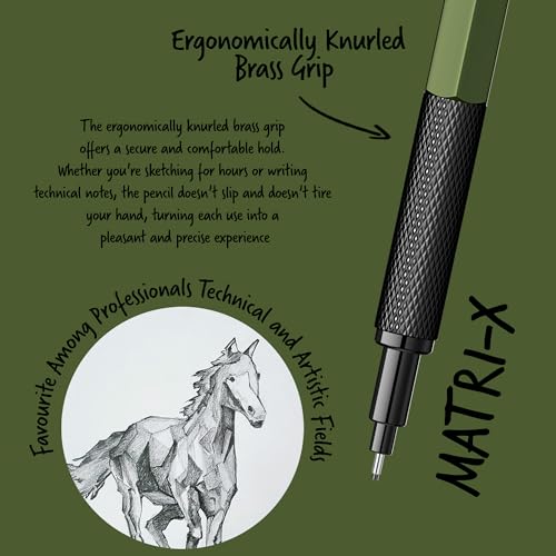 Scrikss 0.7mm Mechanical Clutch Lead Pen Pencil Matte Green Body Matri-X Series Eraser Included - Image 3