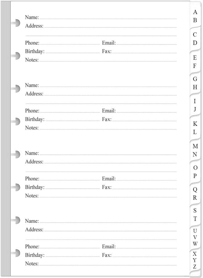 Yaridar A5 TUL Discbound Address Book Refills - 8-Disc A-Z Telephone Address Notebook Refill Paper with Alphabetical Tabs, 120gsm White Paper, 5.8" x 8.3" - Image 1