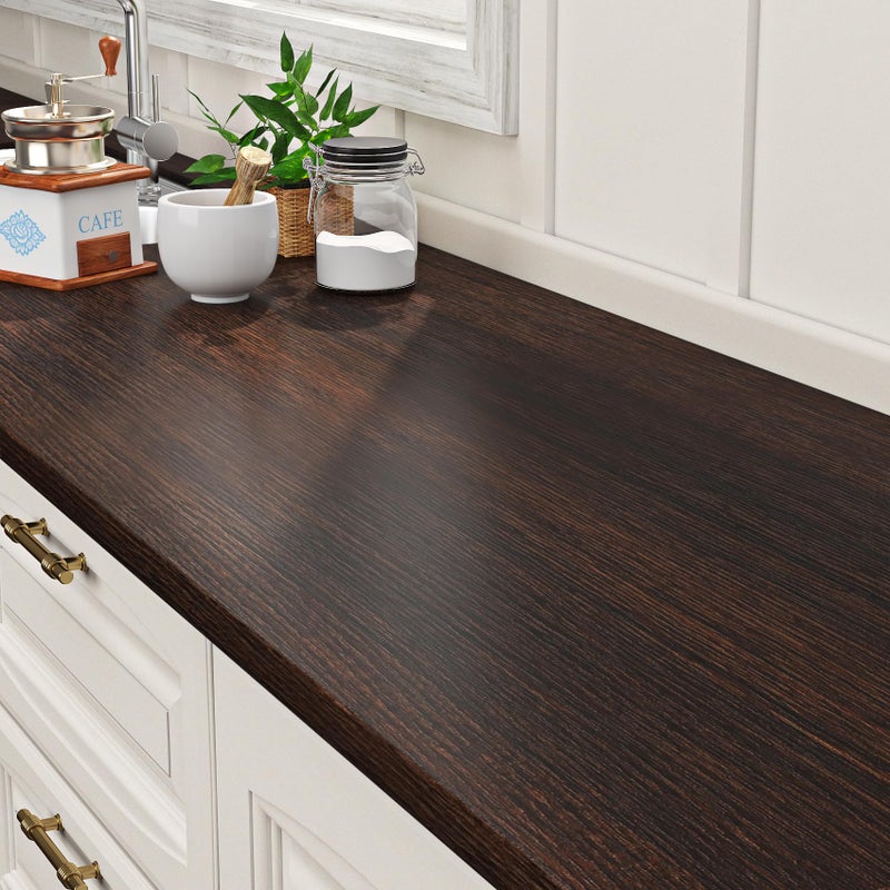 ReWallpaper Wood Wallpaper Dark Brown Wooden Contact Paper Peel and Stick Waterproof Wood Grain Contact Paper for Countertops Cabinet Door Table Desk Self Adhesive Thicken Textured Vinyl 17.7" x 78.7" - Image 1