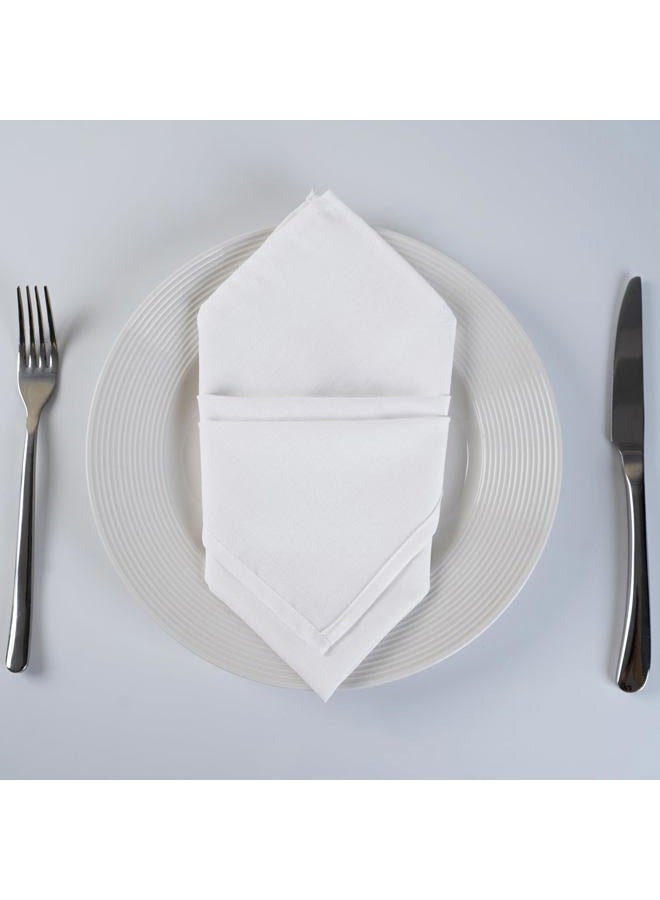 INFEI Solid Color Linen Blended Thin Dinner Cloth Napkins - Set of 12 (40 x 40 cm) - for Events & Home Use (White) - Image 4