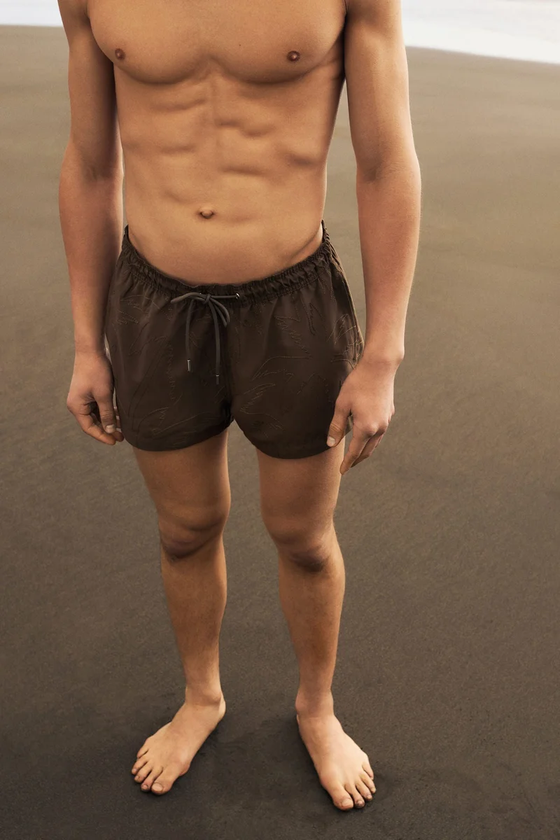 H&M Embroidery-pattern swim shorts