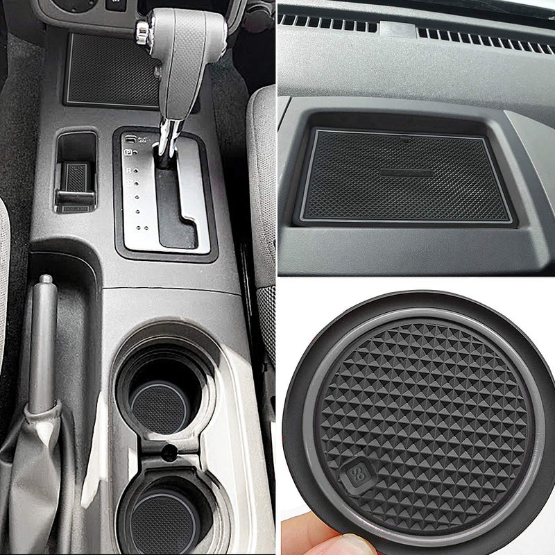 auovo Anti Dust Mats for Frontier Crew Cab 2005-2020 Xterra Accessories 2005-2015 Custom Fit Door Pocket Liners Cup Holder Pads Console Mats(24pcs/Set) (Grey) - Image 5