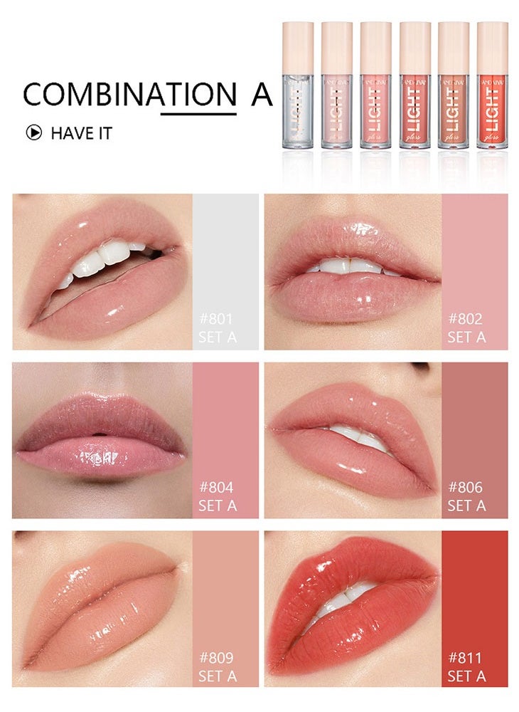 Handaiyan Lip Gloss Set 6 Pcs, Hydrating Moisturizing Long-Lasting, High Glossy Light Stain, Super Shiny Balm Oil Tinted Treatment Glow Glass Shine Makeup Colored Bright Lifter For Women Girls  - Image 2