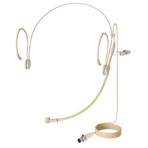 JK J K MIC-J 069 Earhook Headworn Headset Unidirectional Microphone Compatible with AKG Samson Wireless Microphone System - Mini XLR TA3F Plug - Image 1