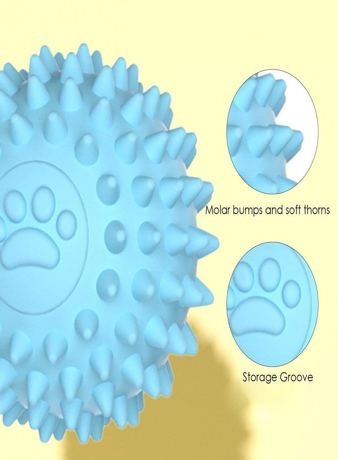 2 Pcs-Spiky Dog Ball | Dog Balls for Aggressive Chewers & Squeaky Balls for Dogs to Fetch, Indestructible Dog Ball Toy & Rubber Balls for Dogs, Dog Dental Chews for Dogs, TPR Material, Blue & Pink - Image 3