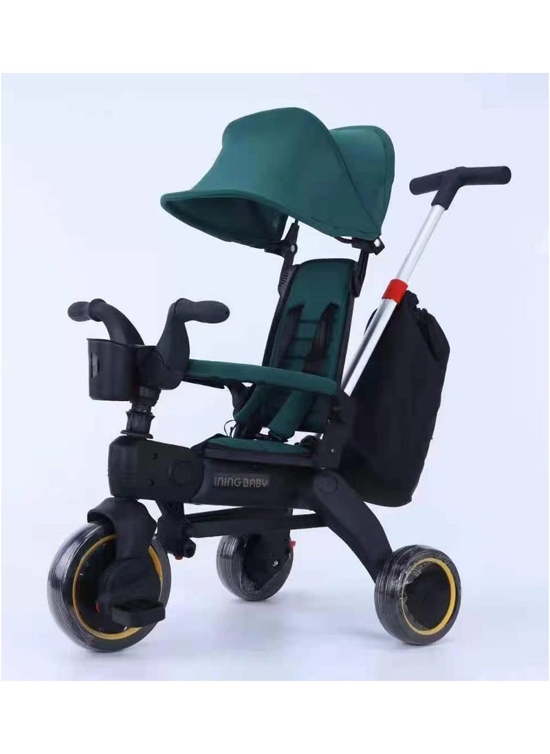 LIMOS Kids Tricycle Premium Foldable Push Trike for Ages 10 Months to 3 Years(Green)  - Image 1