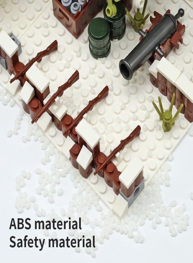 ELEFOCUS WW2 Military Base Building Set,4-in-1 Snow Scene Bunker & Trench,Custom Army Weapons & Miniguns,Witch 10 Soldier Figures(427PCS+) - Image 4