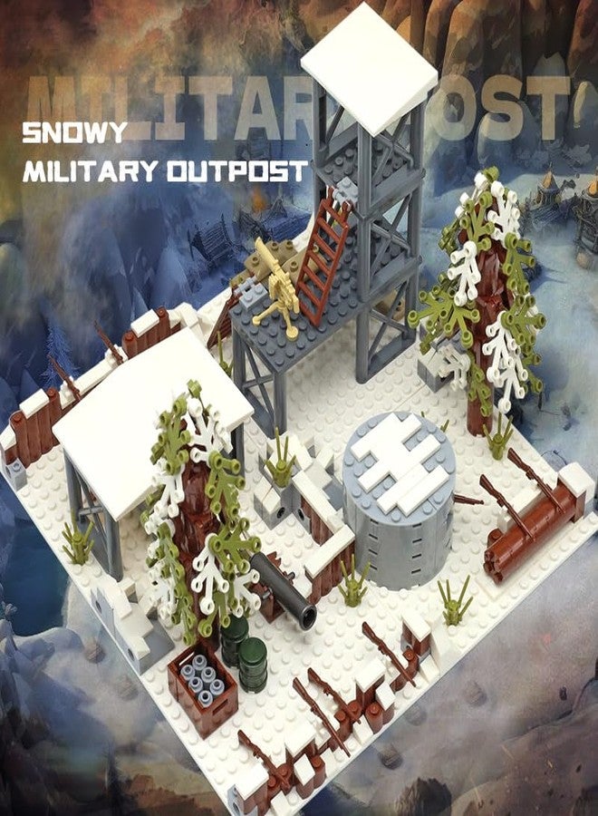 ELEFOCUS WW2 Military Base Building Set,4-in-1 Snow Scene Bunker & Trench,Custom Army Weapons & Miniguns,Witch 10 Soldier Figures(427PCS+) - Image 3