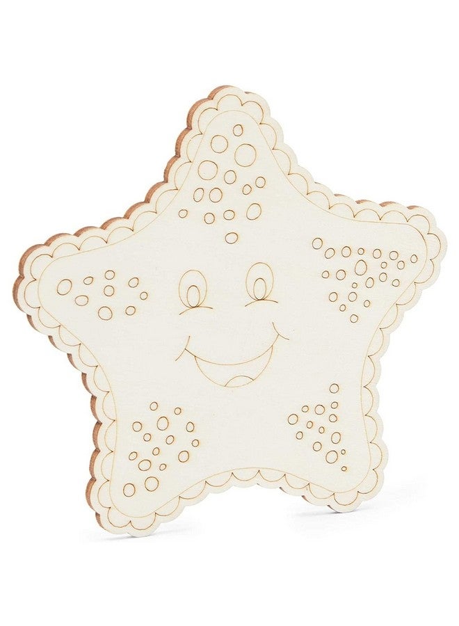 Bright Creations 24 Pieces Unfinished Sea Creatures Wood Cutouts For Crafts Wooden Ocean Animals (Turtle Seahorse Starfish Mermaid) - Image 4