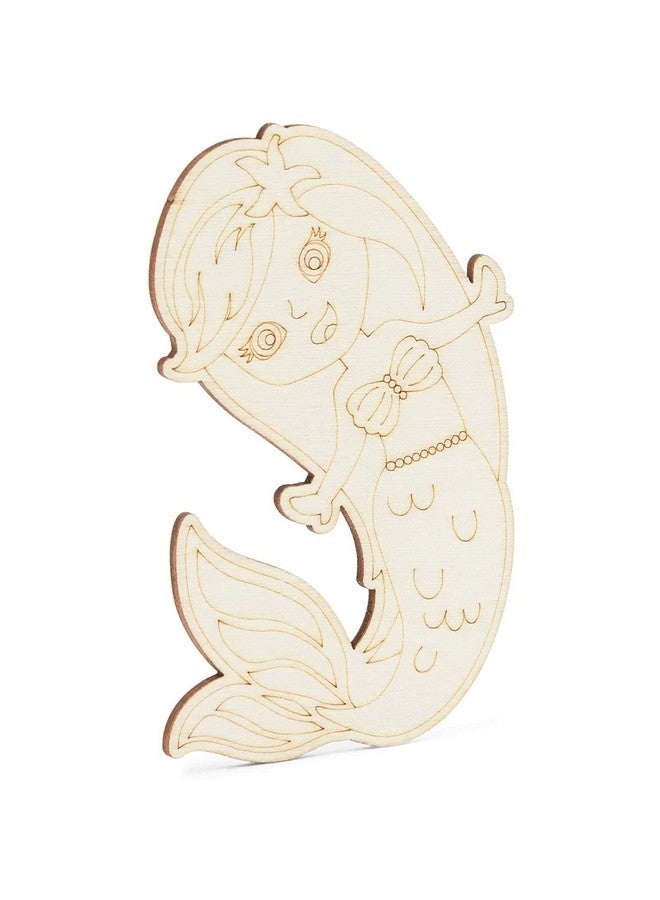 Bright Creations 24 Pieces Unfinished Sea Creatures Wood Cutouts For Crafts Wooden Ocean Animals (Turtle Seahorse Starfish Mermaid) - Image 5