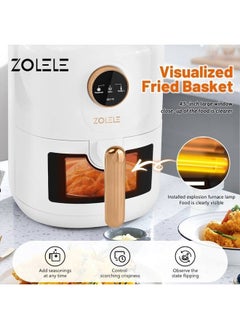 ZOLELE Smart Electric Non Stick Air Fryer, 4.5L Capacity, Transparent Oven, 6 Cooking Modes, Knob Control, 1400W Power, Low Oil Consumption, Fast and Even Heating, White  - Image 2