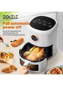 ZOLELE Smart Electric Non Stick Air Fryer, 4.5L Capacity, Transparent Oven, 6 Cooking Modes, Knob Control, 1400W Power, Low Oil Consumption, Fast and Even Heating, White  - Image 3