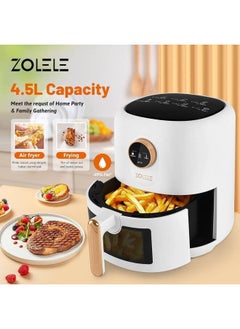 ZOLELE Smart Electric Non Stick Air Fryer, 4.5L Capacity, Transparent Oven, 6 Cooking Modes, Knob Control, 1400W Power, Low Oil Consumption, Fast and Even Heating, White  - Image 5