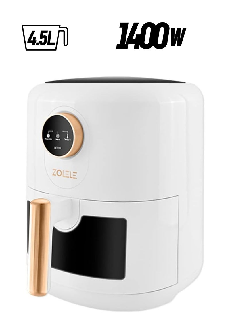 Smart Electric Non Stick Air Fryer, 4.5L Capacity, Transparent Oven, 6 Cooking Modes, Knob Control, 1400W Power, Low Oil Consumption, Fast and Even Heating, White - pzsku/ZE45802E456C0563325B5Z/45/_/1739808010/95137cdd-e593-4aee-9a73-01132842d452