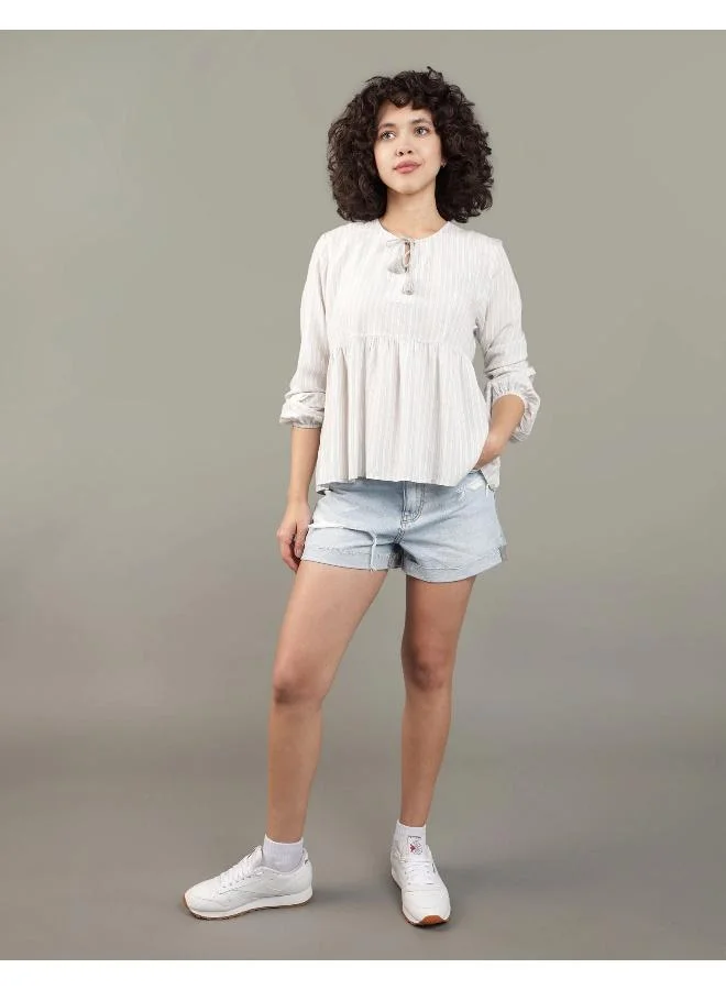 American Eagle Balloon Sleeve Tiered Top