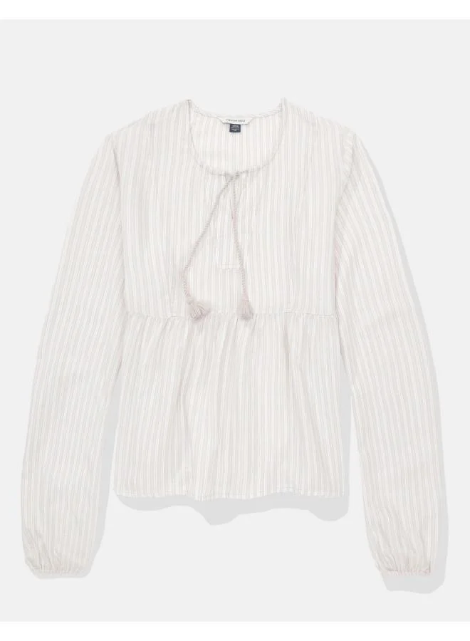 American Eagle Balloon Sleeve Tiered Top