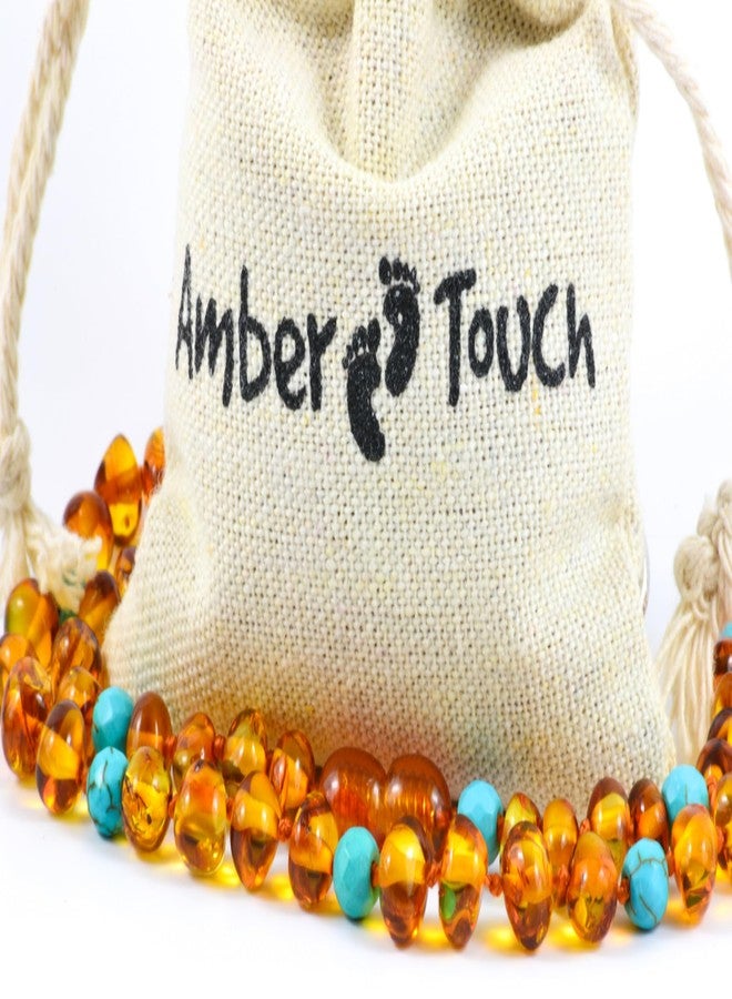 Amber-Touch Baltic Amber Necklace - Natural Amber from Baltic Region, Genuine Amber 13 inch. (Turquoise) - Image 3