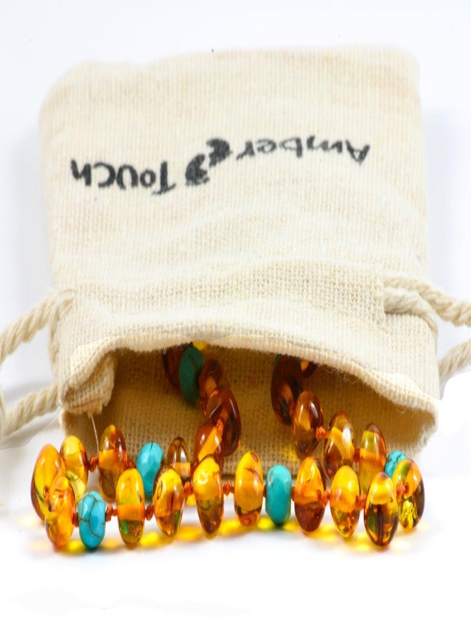 Amber-Touch Baltic Amber Necklace - Natural Amber from Baltic Region, Genuine Amber 13 inch. (Turquoise) - Image 2