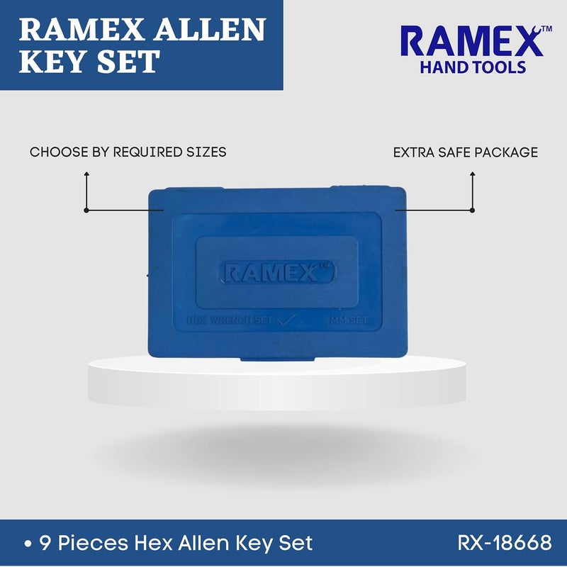 RAMEX Allen Key Set Allen Key Set Tools Kit 9pc Hex Allen Key Set In Plastic Box Packet Size Allen Key Set Allen Keys