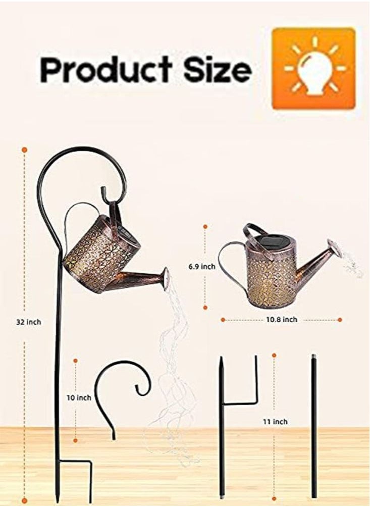 Perfii Watering Can Solar Lights Waterfall Lights and Diwali Lights LED Garden Shower Lights for Festival Party Patio Yards Lawn Diwali Diya Decorating, Waterproof Solar Lantern Waterfall String Lights  - Image 2