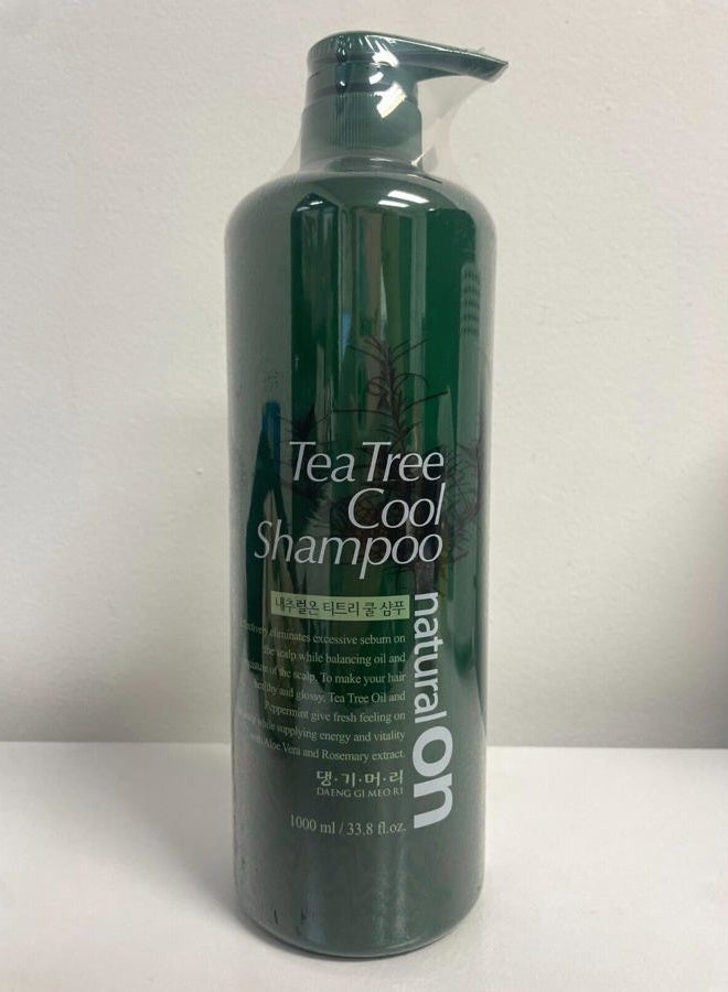 DAENG GI MEO RI Tea Tree Cool Shampoo, Tea Tree Oil and Aloe Vera Extracts give a Refreshing Feeling to Oily Hair, Moisture to Dry Hair, Soft and Mild Cleansing Effect, 1000ml - Image 2