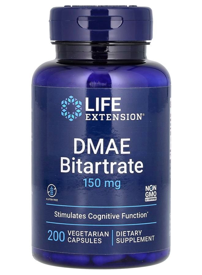 DMAE Bitartrate 150 mg 200 Vegetarian Capsules