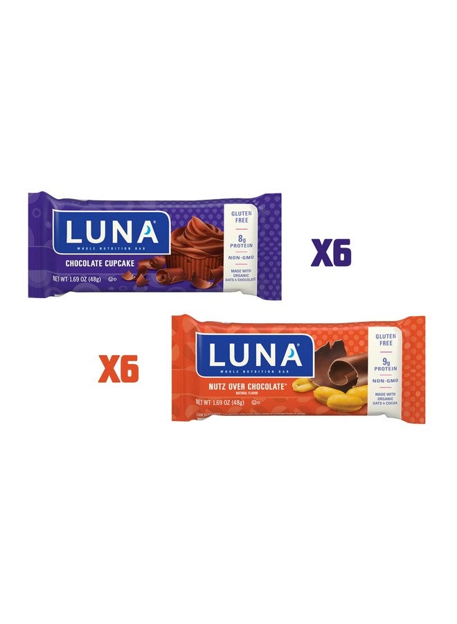 LUNA Bar - Variety Pack - Nutz Over Chocolate and Chocolate Cupcake Flavor - Snack Bars - Non-GMO - Gluten-Free Protein Bars - Made with Organic Oats (12 Pack, 2 Boxes) - Image 2