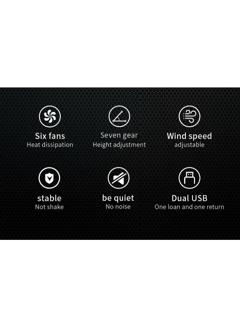Gaming Laptop Cooling Pad, 10 RGB Lighting Effects, 6 Silent RGB Fans, Suitable for 10-17 Inch Laptops, 7 Adjustable Gears, Dual USB Port Design  - Image 4
