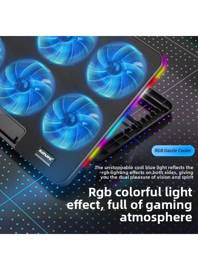 Gaming Laptop Cooling Pad, 10 RGB Lighting Effects, 6 Silent RGB Fans, Suitable for 10-17 Inch Laptops, 7 Adjustable Gears, Dual USB Port Design  - Image 3