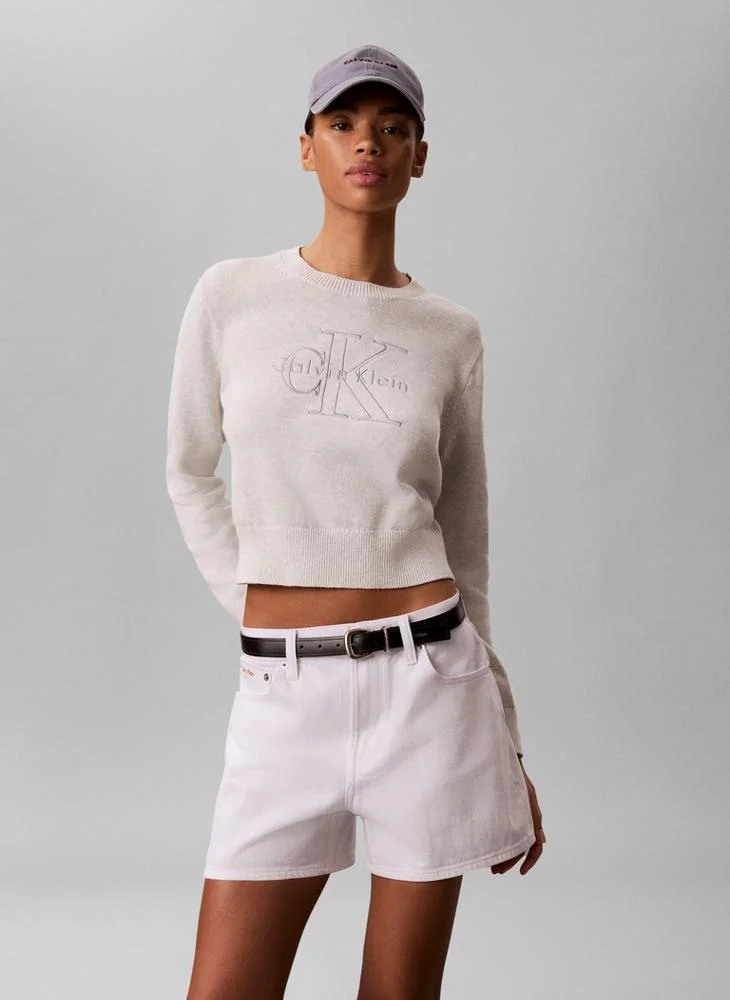 Calvin Klein Jeans Monologo Embroidery Cropped Jumper