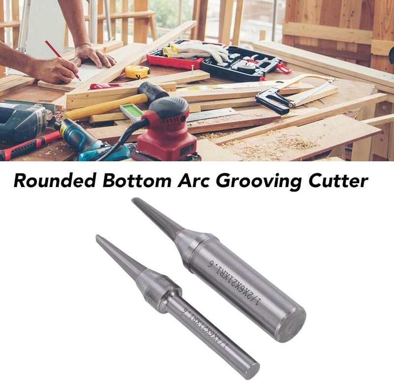 Luocute 2 Pcs Carbide Rounded Bottom Arc Grooving Cutter V Shaped Woodworking Groove Router Bit with Precisely Ground Blades for Slotting Solid Wood Board MDF Furniture Door Panels - Image 1