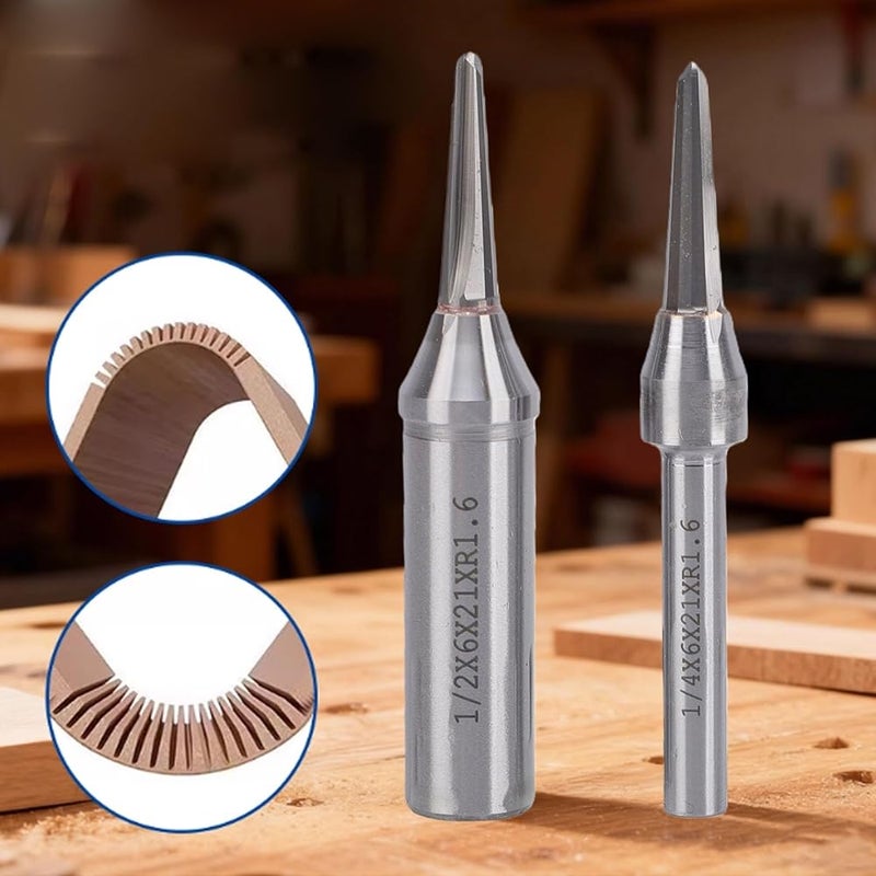 Luocute 2 Pcs Carbide Rounded Bottom Arc Grooving Cutter V Shaped Woodworking Groove Router Bit with Precisely Ground Blades for Slotting Solid Wood Board MDF Furniture Door Panels - Image 4