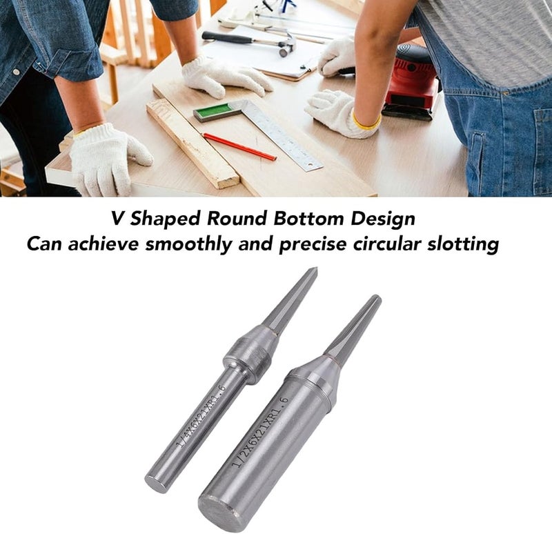 Luocute 2 Pcs Carbide Rounded Bottom Arc Grooving Cutter V Shaped Woodworking Groove Router Bit with Precisely Ground Blades for Slotting Solid Wood Board MDF Furniture Door Panels - Image 2