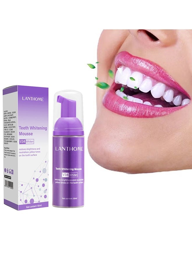 Lanthome Purple Teeth Whitening Mousse, Stain Remover, Teeth Whitening Booster, Purple Toothpaste (50ml)  - Image 1