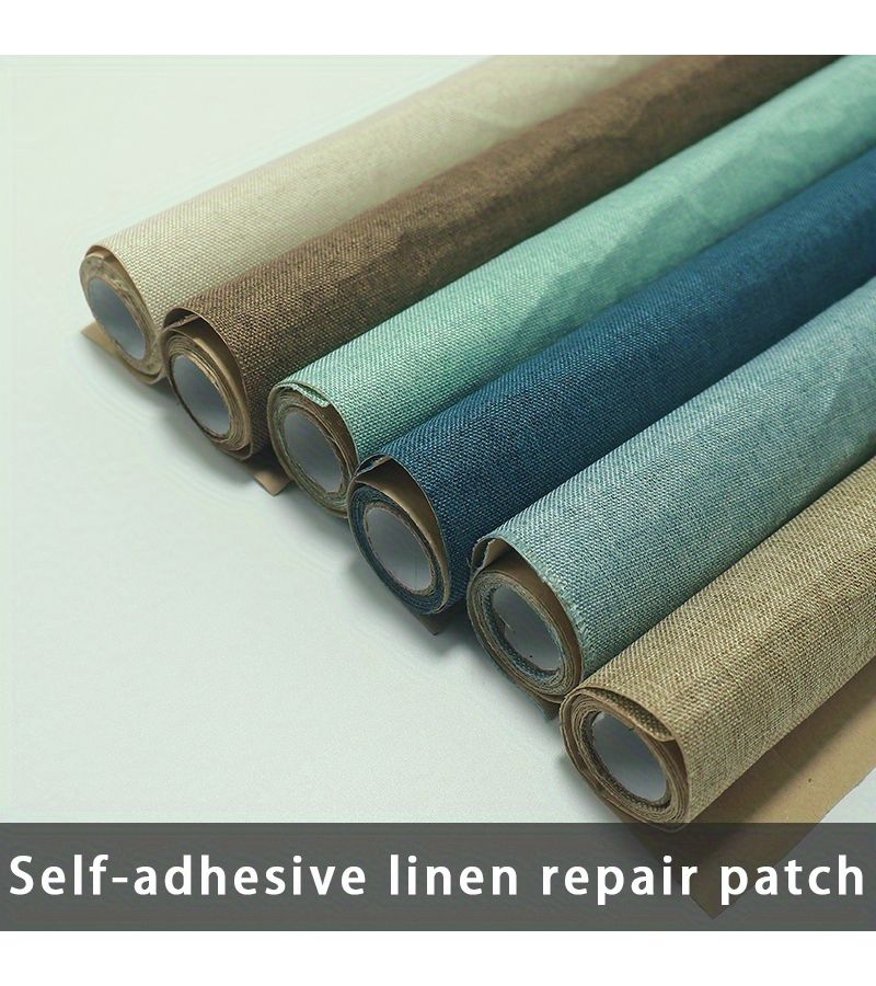 Army Green Linen Texture Self Adhesive Fabric Roll 15.75x53.15 Inch - Image 1