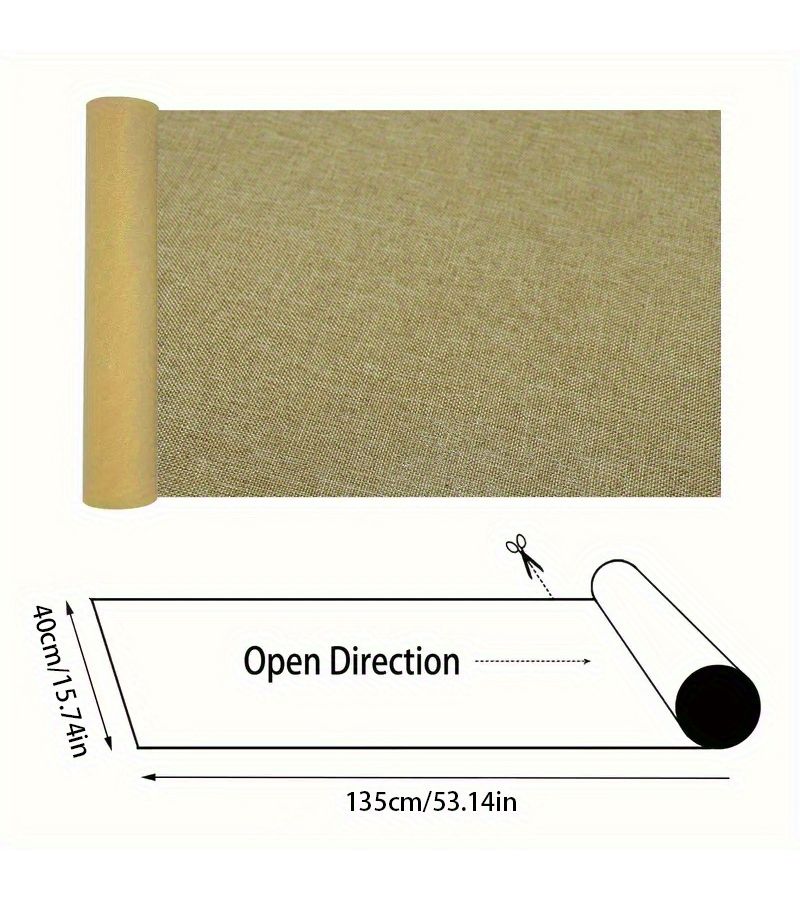 Army Green Linen Texture Self Adhesive Fabric Roll 15.75x53.15 Inch - Image 3