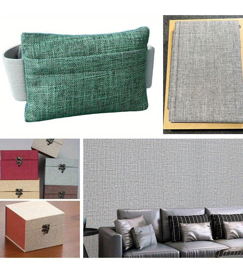 Army Green Linen Texture Self Adhesive Fabric Roll 15.75x53.15 Inch - Image 5